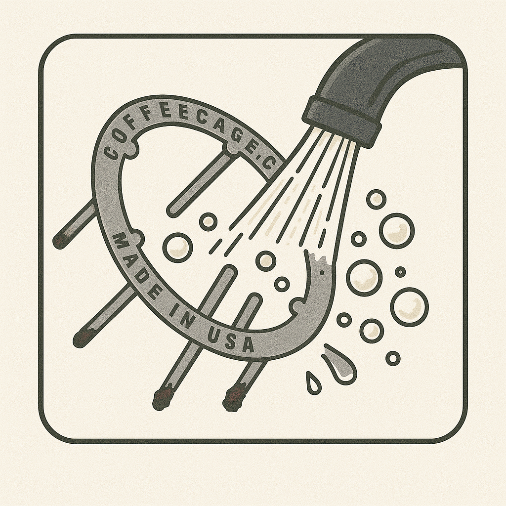 Coffee Cage being rinsed clean under running water